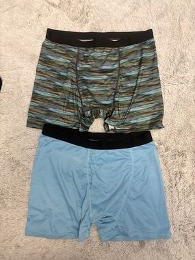 Athletic Works Men's Boxer Briefs - Light Blue & Multi-Striped